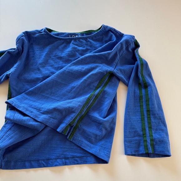 Loft-Blue-Cobalt-Green-Stripe-Sporty-Collegiate-100% Cotton-Boatneck-Women’s-S - Picture 1 of 9